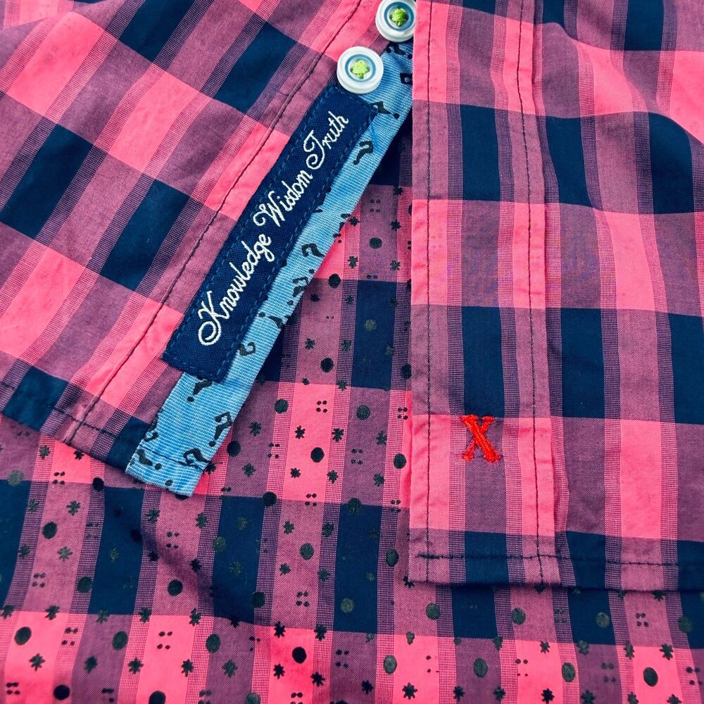 Robert Graham Shirt 2XL Pink Plaid Short Sleeve Button Up - Picture 5 of 13